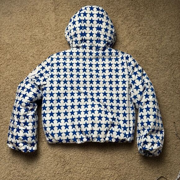 Goldbergh Olympe Goose Down Puffer Ski Jacket NWT US 12 Large White Blue Stars - Picture 10 of 10